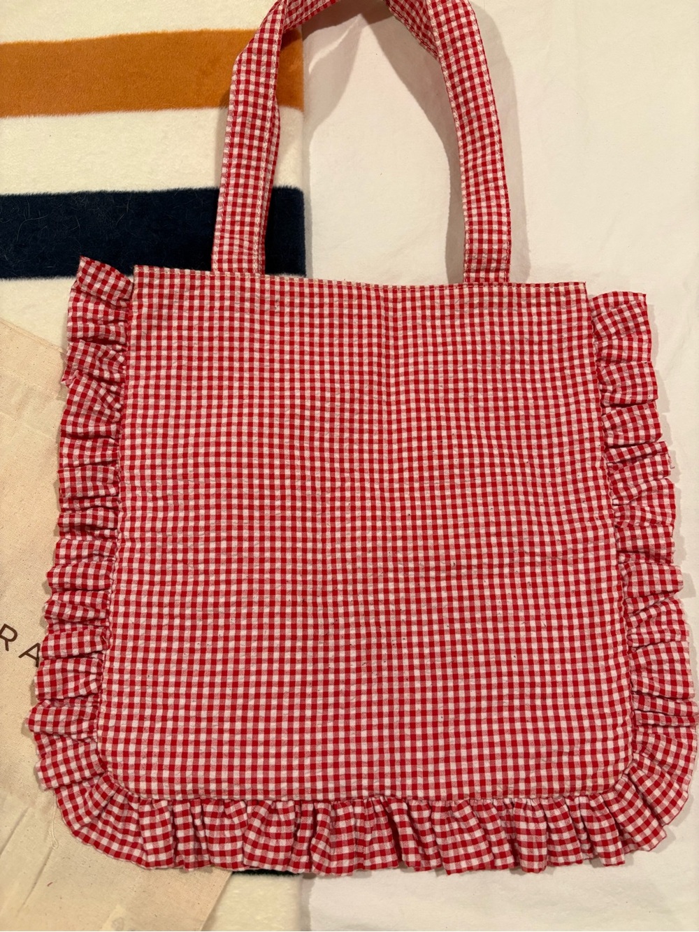 Loeffler Randall Justine Red Gingham Ruffle Tote - Picture 6 of 8